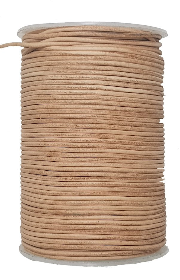 Beige 2 mm round leather cord.