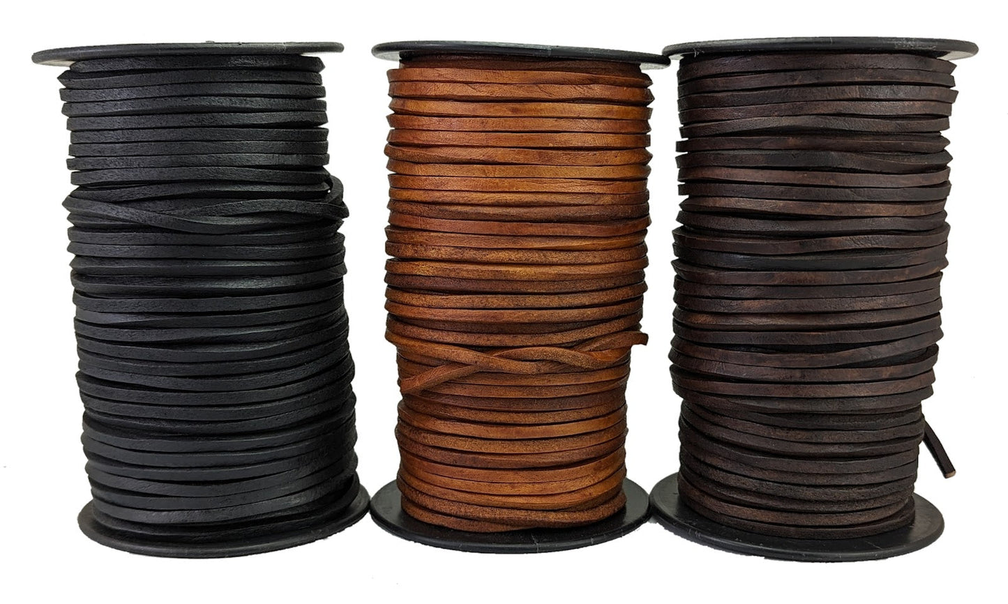 Black Brown and Dark Brown leather cord wire 4 mm Square