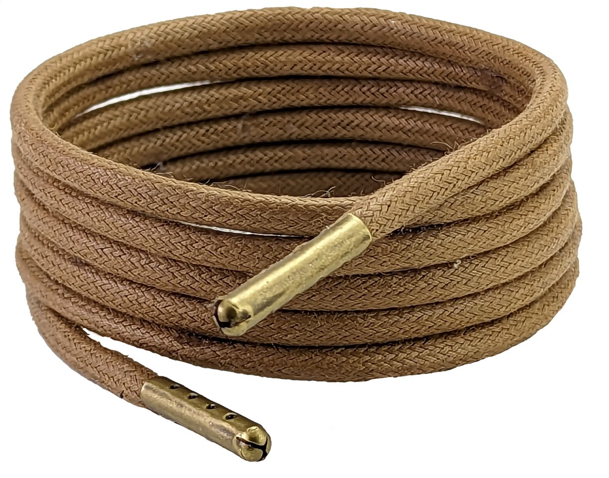 Light Brown Wax cotton shoelaces & Boot Laces 3 mm round.