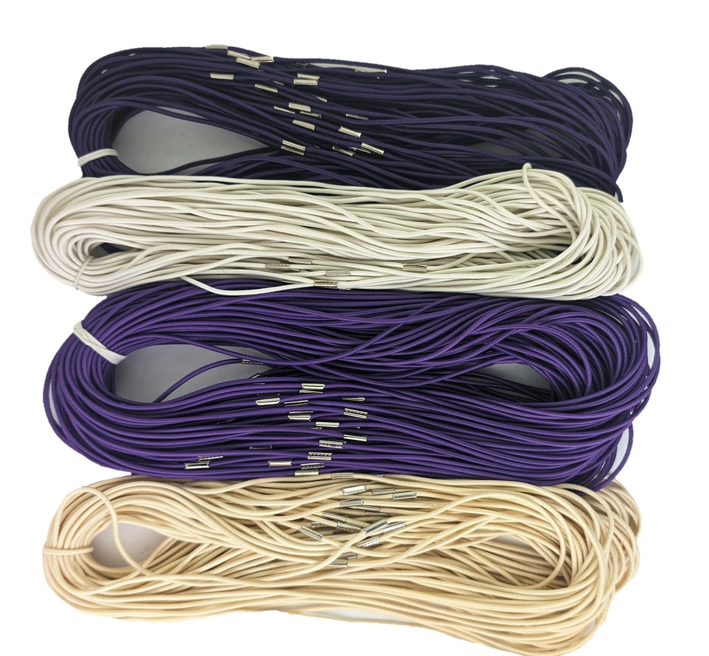 Elasticated menu loops packs of 10 Cream,Light Purple,White,Dark Purple