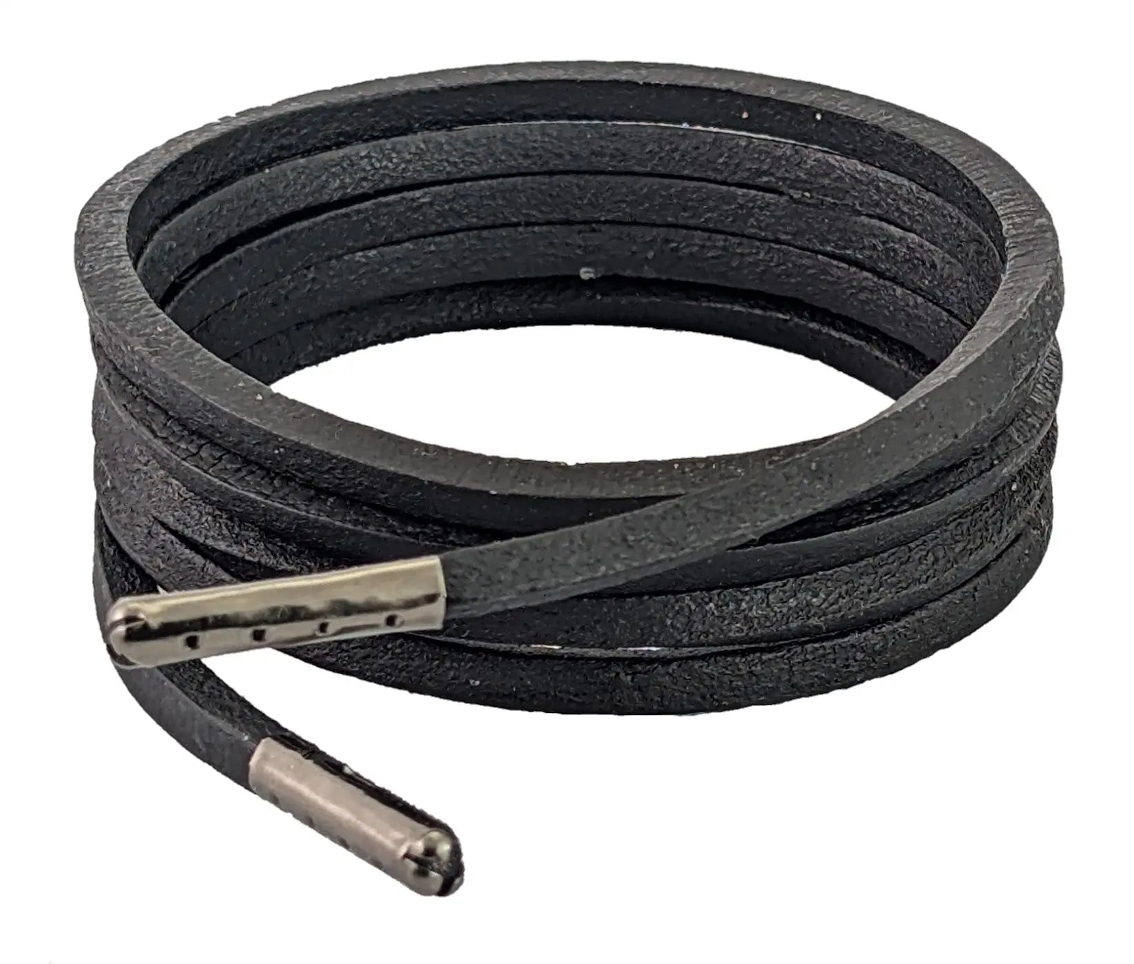 Shoelaces & Boot Laces Leather Heavy Duty 4 mm Square Black justlacesshop