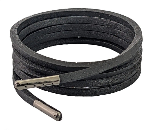 Shoelaces & Boot Laces Leather Heavy Duty 4 mm Square Black justlacesshop