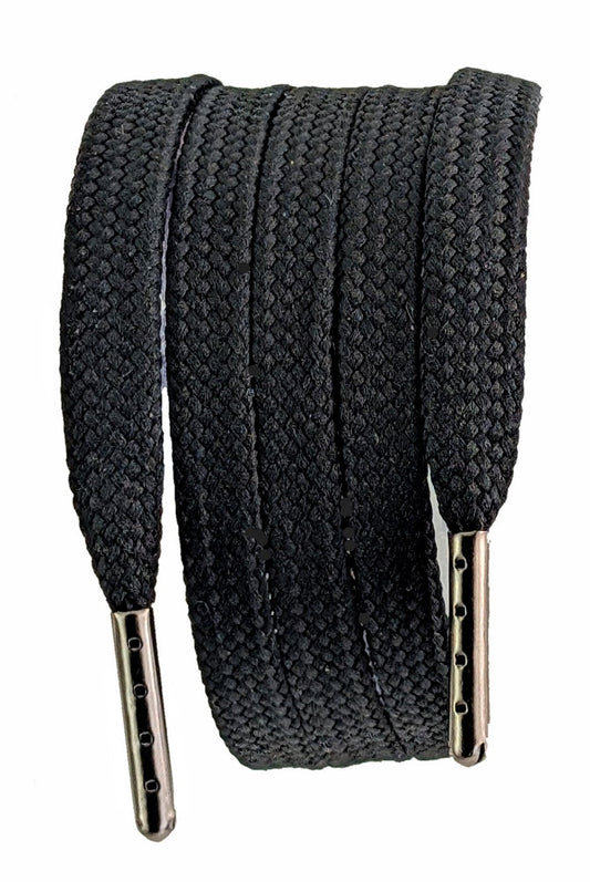 Shoelaces & Boot Laces Flat Black 9 mm wide laces