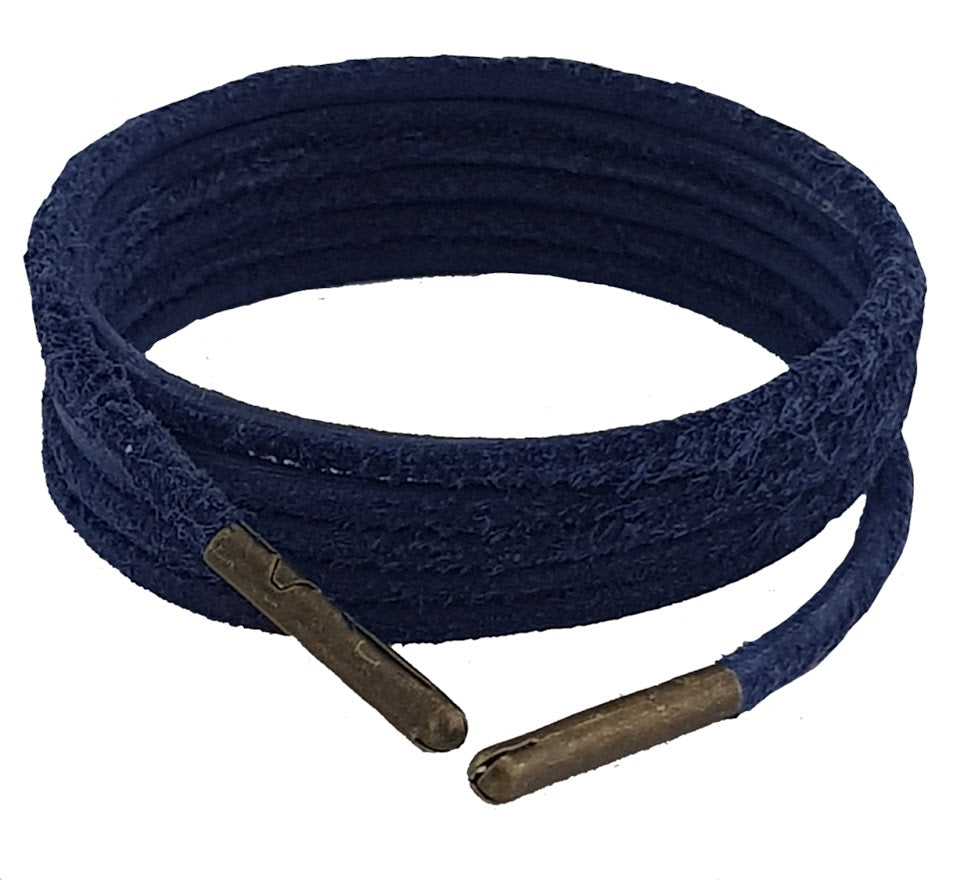 Navy shoelaces leather 3 mm round