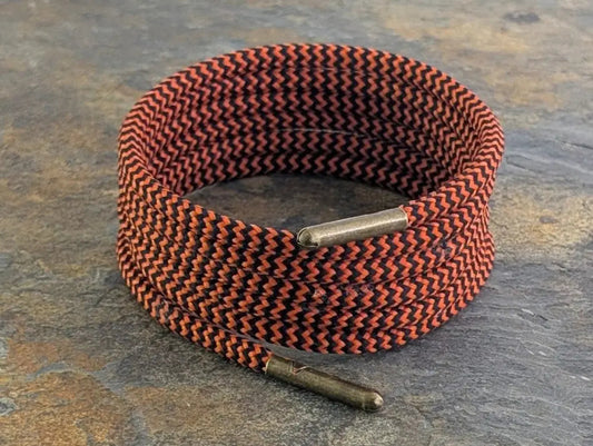 Orange and Black Herringbone Pattern 4 mm round shoelaces & Boot Laces